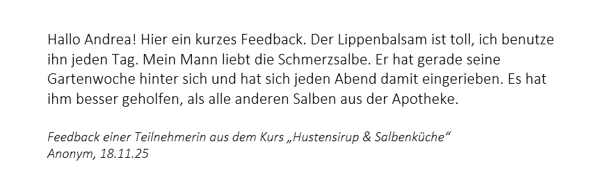 Erfahrungsbericht Workshop Hustensirup & -Salbenküche